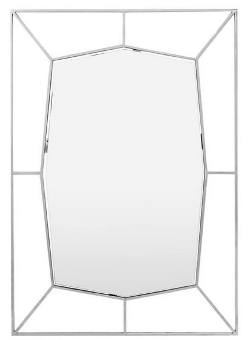 Casa Padrino Designer Wandspiegel Silber 67 x H. 100 cm - Edelstahl Spiegel - Luxus Deko Accessoires