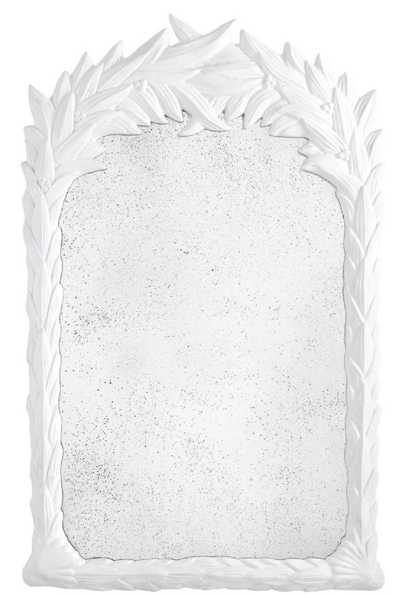 Casa Padrino Luxus Spiegel Weiß / Antikes Spiegelglas 82 x 5 x H. 130 cm - Wandspiegel im Kolonialstil - Luxus Kollektion
