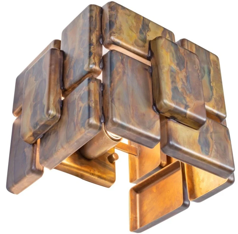 Casa Padrino Designer Wandleuchte oxidiertes Messing 25 x 21 x H. 18 cm - Luxus Kollektion