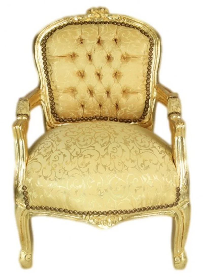 Casa Padrino Barock Kinderstuhl im Antik Stil, Gold Muster / Gold, Höhe 71 cm, Breite 51 cm, Sitzhöhe 34 cm