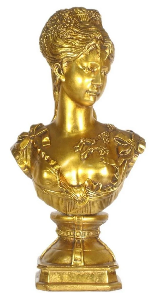 Casa Padrino Barock Damen Büste Gold 37 x 22 x H. 70 cm - Dekofigur im Barockstil