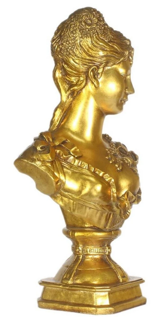 Casa Padrino Barock Damen Büste Gold 37 x 22 x H. 70 cm - Dekofigur im Barockstil