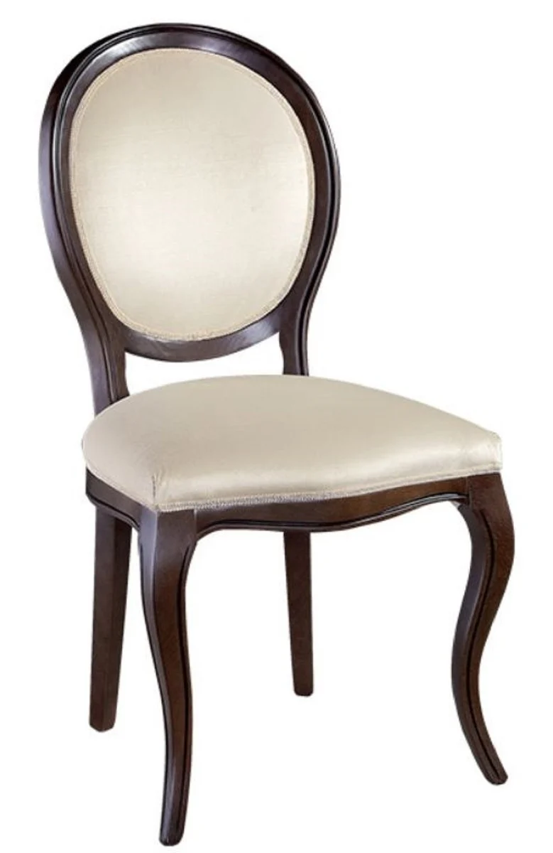 Casa Padrino Luxus Jugendstil Esszimmer Set Dunkelbraun / Cremefarben 51 x 44 x H. 99 cm - 4 Esszimmerstühle - Esszimmermöbel