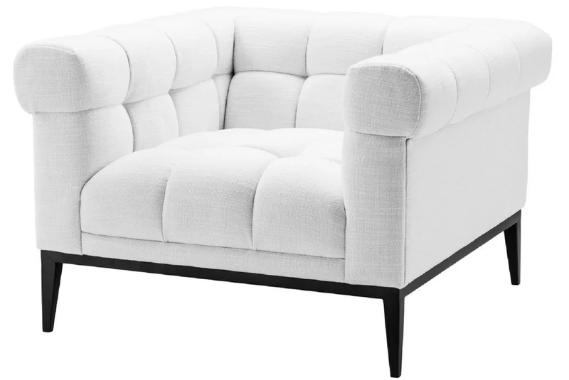 Casa Padrino Luxus Sessel Weiß / Schwarz 102 x 98 x H. 69 cm - Wohnzimmer Sessel mit 2 Kissen - Wohnzimmer Möbel - Luxus Möbel