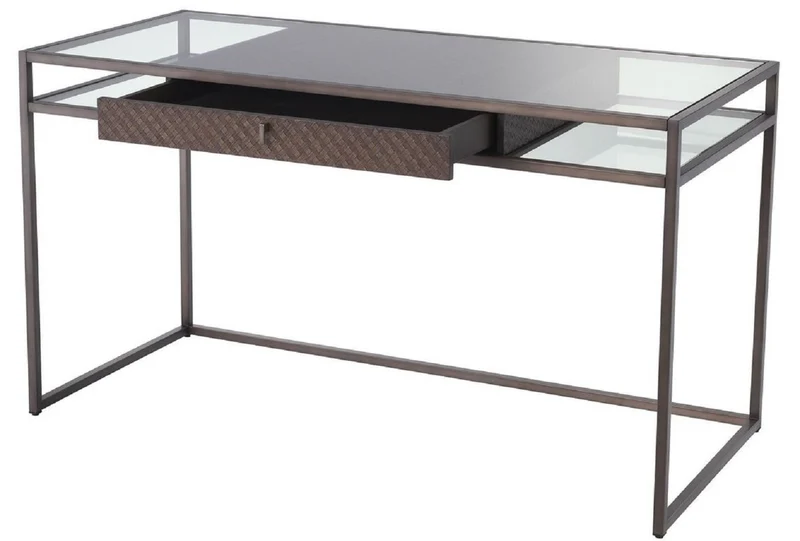 Casa Padrino Luxus Schreibtisch mit Schublade Bronze 135 x 60 x H. 75,5 cm - Luxus Qualität - Luxus Büromöbel