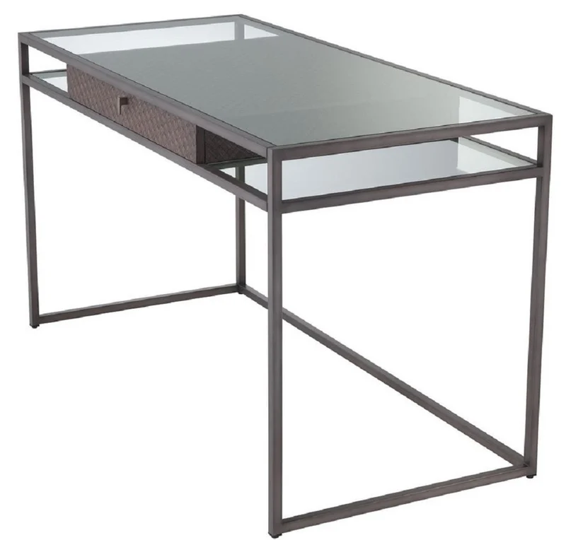 Casa Padrino Luxus Schreibtisch mit Schublade Bronze 135 x 60 x H. 75,5 cm - Luxus Qualität - Luxus Büromöbel