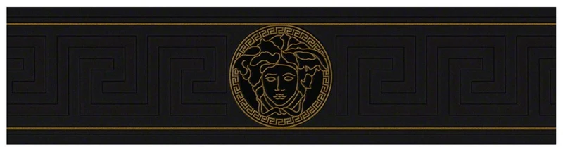 Versace Designer Barock Vliestapete Greek 935224 Schwarz / Gold - Bordüre - Design Tapete - Luxus Qualität