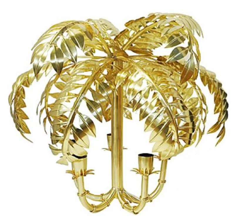 Casa Padrino Designer Hängeleuchte Palme Antik Messing 63 x 63 x H. 57 cm - Edelstahl Pendelleuchte - Wohnzimmer Lampe