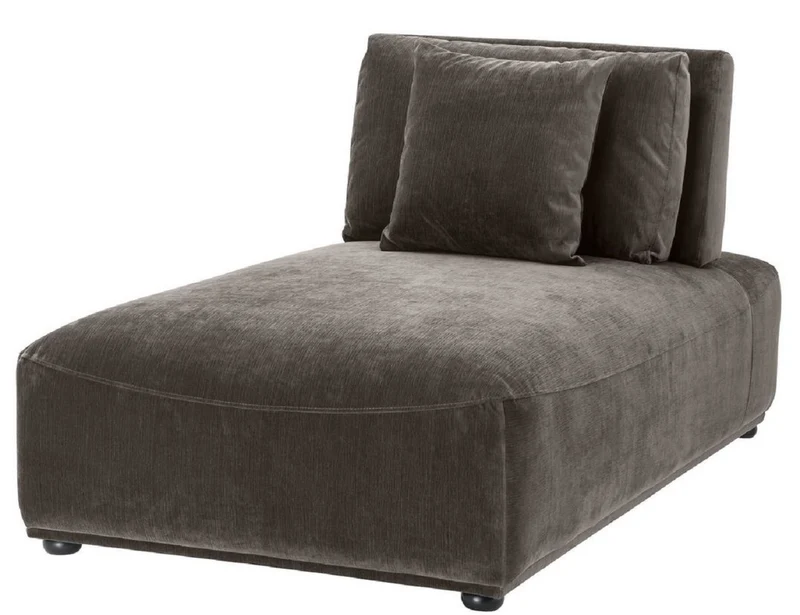 Casa Padrino Luxus Chaiselongue Grau / Schwarz 93 x 158 x H. 83 cm - Liegesessel mit Rückenlehne und 2 Kissen - Wohnzimmer Möbel