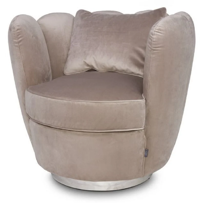Casa Padrino Designer Samt Sessel Champagnerfarben 85 x 77 x H. 75 cm - Designer Wohnzimmer Möbel - Luxus Kollektion