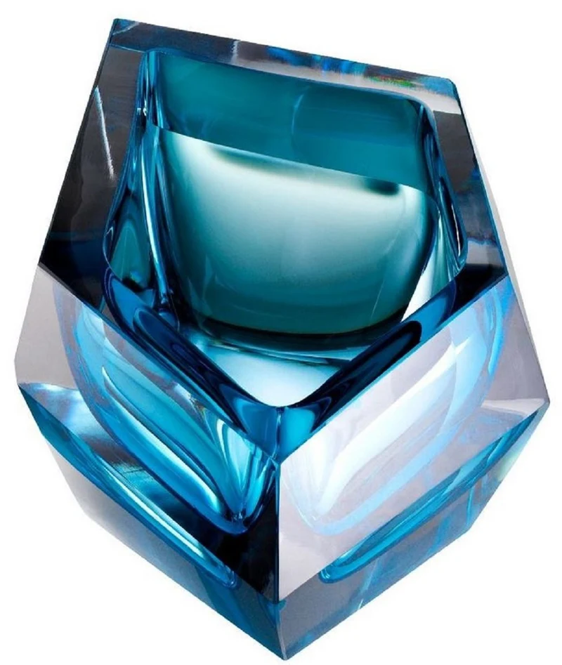 Casa Padrino Luxus Kristallglas Schüssel Blau 22 x 14 x H. 10,5 cm - Designer Deko Schüssel - Deko Accessoires