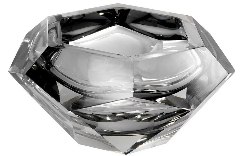 Casa Padrino Luxus Kristallglas Schüssel Grau 20 x 20 x H. 9,5 cm - Sechseckige Deko Schüssel - Luxus Accessoires