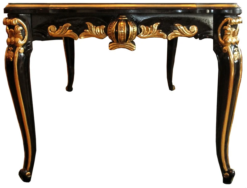 Pompöös by Casa Padrino Barock Luxus Esstisch mit Glasplatte Schwarz / Gold 160 x 100 cm - Pompööser Barock Esstisch designed by Harald Glööckler