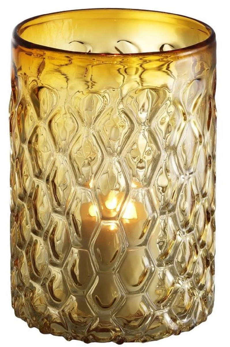 Casa Padrino Luxus Glas Kerzenleuchter Gelb Ø 20 x H. 28 cm - Hotel & Restaurant Deko Accessoires