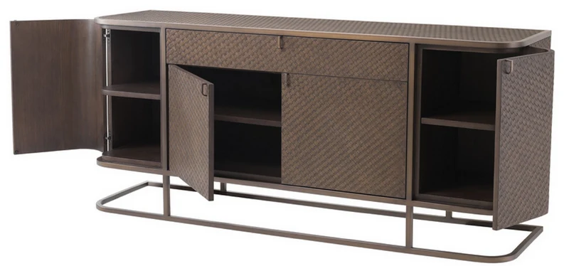 Casa Padrino Luxus Kommode mit 4 Türen und Schublade Braun / Bronze 170 x 46 x H. 75 cm - Luxus Qualität