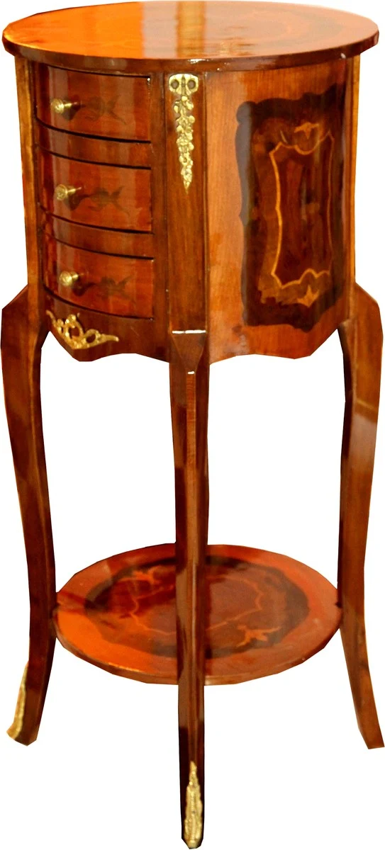 Casa Padrino Barock Kommode mit Schubladen Braun 80 x 40 cm - Antik Stil Beistell Tisch - Telefontisch - Möbel
