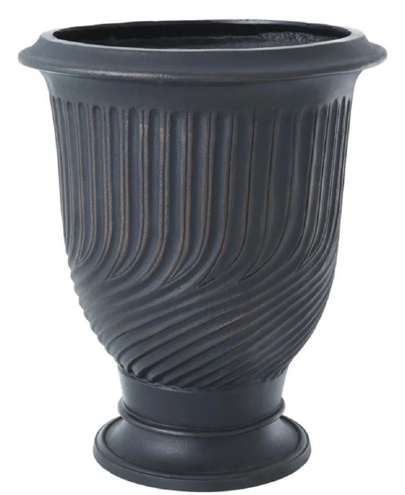 Casa Padrino Luxus Blumentopf Antik Bronze Ø 48 x H. 56 cm - Runder Aluminium Pflanzentopf - Luxus Qualität