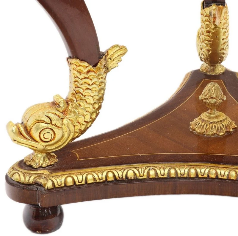 Casa Padrino Barock Mahagoni Beistelltisch mit Glasplatte Braun / Gold Ø 55 x H. 78 cm - Prunkvoller runder handgefertigter und handbemalter Tisch mit wunderschönen Verzierungen