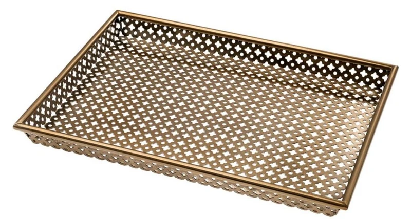Casa Padrino Luxus Serviertablett Antik Messingfarben 40,5 x 30,5 x H. 3,5 cm - Gastronomie Accessoires
