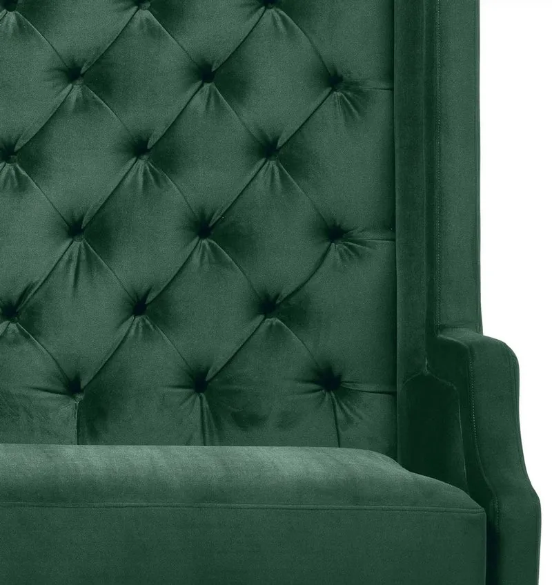 Casa Padrino Luxus Hochlehnsofa Dunkelgrün / Schwarz 160 x 68 x H. 160 cm - Chesterfield Samtsofa - Chesterfield Möbel
