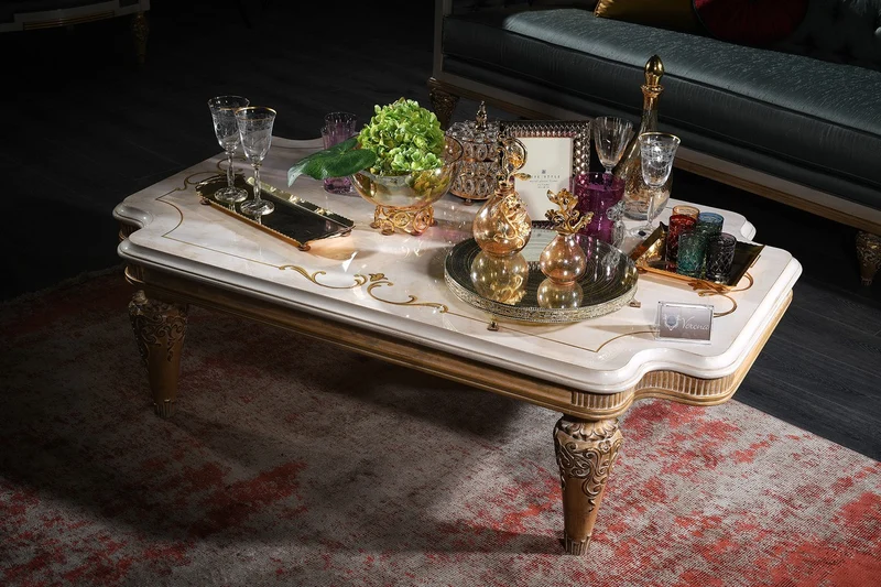 Casa Padrino Luxus Barock Wohnzimmer & Esszimmer Set Türkis / Weiß / Gold - Barockmöbel