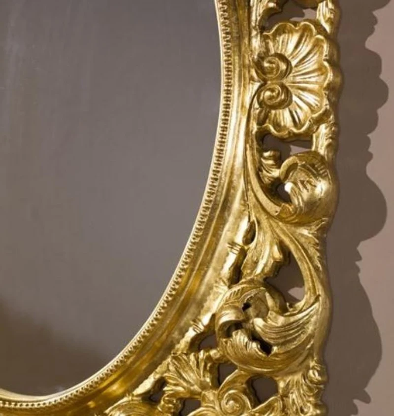 Casa Padrino Luxus Barock Wandspiegel Gold 73 x 6 x H. 95 cm - Wohnzimmer Spiegel - Garderoben Spiegel - Barock Spiegel