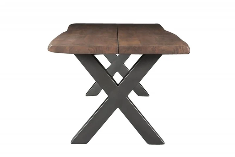 Casa Padrino Massivholz Esstisch Akazie mit Eisengestell 200 x 100 x H.77 cm - Designer Tisch
