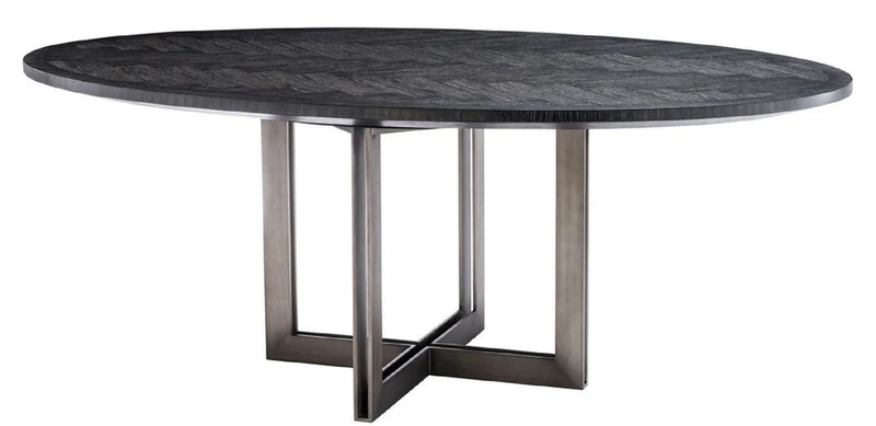 Casa Padrino Luxus Esstisch Schwarz / Bronze 200 x 120 x H. 76 cm - Ovaler Küchentisch - Luxus Esszimmer Möbel