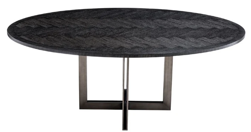 Casa Padrino Luxus Esstisch Schwarz / Bronze 200 x 120 x H. 76 cm - Ovaler Küchentisch - Luxus Esszimmer Möbel