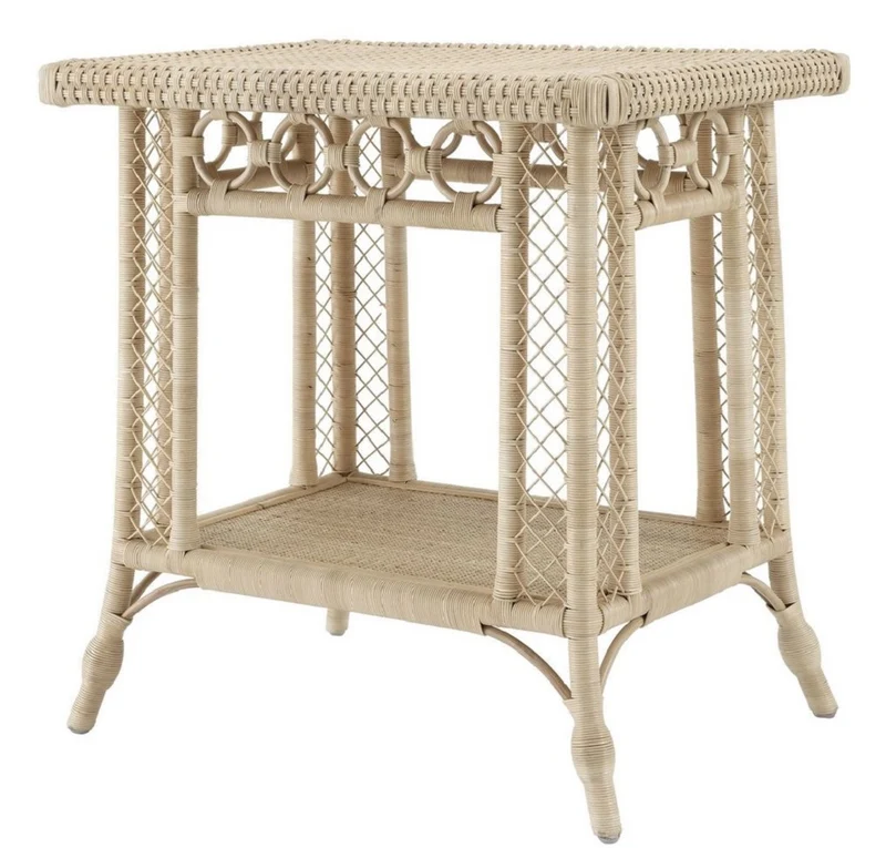 Casa Padrino Luxus Rattan Beistelltisch Naturfarben 75 x 55 x H. 77 cm - Luxus Wohnzimmer Möbel