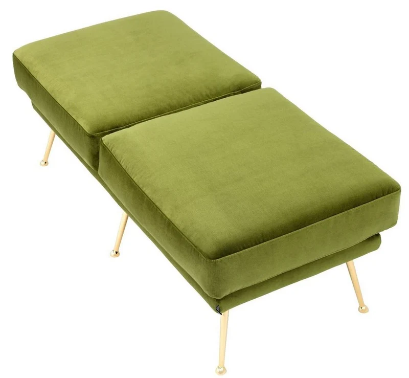 Casa Padrino Luxus Sitzbank Grün / Messingfarben 125 x 58 x H. 45 cm - Luxus Möbel
