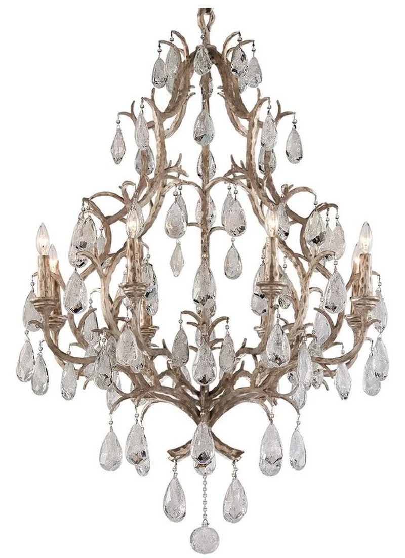 Casa Padrino Luxus Barock Kronleuchter Bronze Ø 93 x H. 136 cm - Handgefertigter Schmiedeeisen Kronleuchter mit edlen venezianischem Kristallglas Behängen in Tropfenform