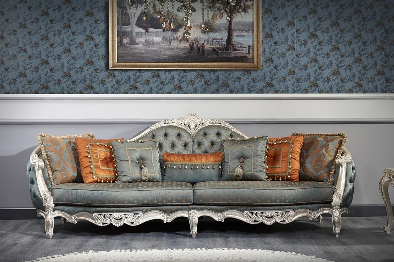 Casa Padrino Luxus Barock Wohnzimmer Set - 1 Chesterfield Sofa & 1 Chesterfield Thron Sessel & 1 Beistelltisch - Barock Wohnzimmermöbel
