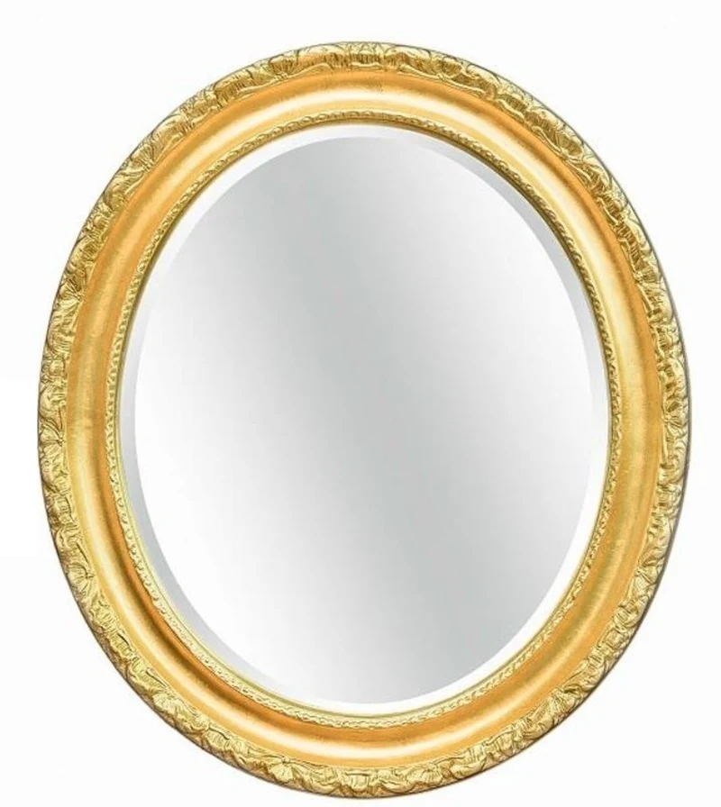 Casa Padrino Luxus Barock Spiegel Gold 54 x 6 x H. 64 cm - Ovaler Wandspiegel im Barockstil - Barock Möbel