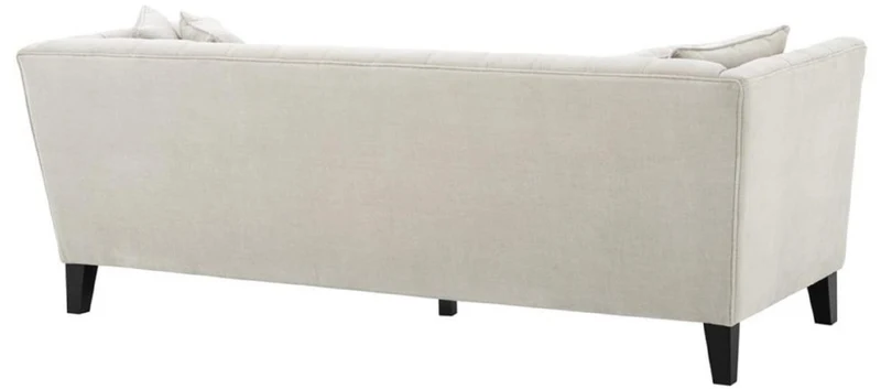 Casa Padrino Luxus Chesterfield Wohnzimmer Sofa mit 4 Kissen Sandfarben / Schwarz 217 x 92 x H. 78 cm - Luxus Möbel