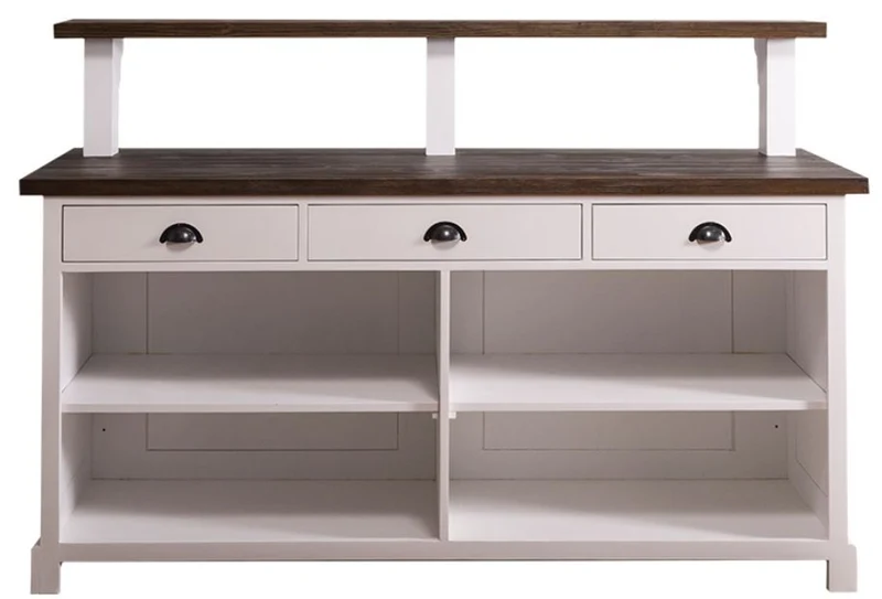 Casa Padrino Landhausstil Theke mit 3 Schubladen Weiß / Dunkelbraun 180 x 68 x H. 120 cm - Landhausstil Möbel