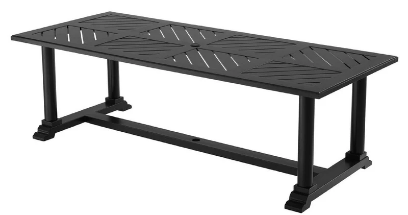 Casa Padrino Luxus Esstisch Mattschwarz 240 x 103 x H. 75 cm - Rechteckiger Küchentisch aus hochwertigen strapazierbarem Aluminium - Gartentisch