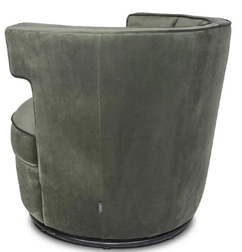 Casa Padrino Luxus Drehsessel Dunkelgrün 79 x 62 x H. 73 cm - Runder Wohnzimmer Sessel - Samt Sessel - Wohnzimmermöbel