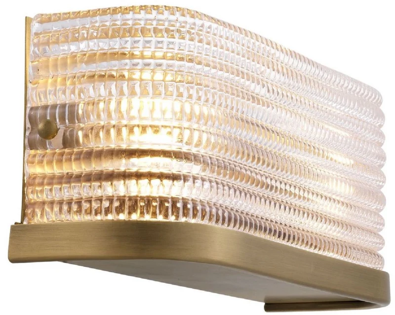 Casa Padrino Luxus Wandleuchte Antik Messingfarben 29,5 x 11,5 x H. 12,5 cm - Wohnzimmerlampe mit Glas Lampenschirm