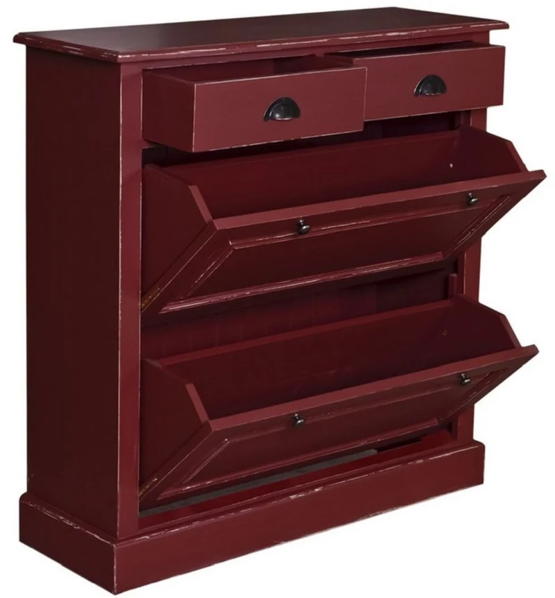 Casa Padrino Landhausstil Massivholz Schuhschrank Antik Bordeauxrot 103 x 35 x H. 105 cm - Landhausstil Garderobenmöbel