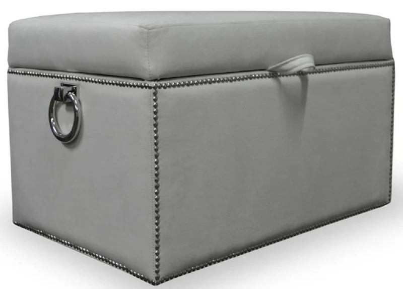 Casa Padrino Luxus Truhe mit Sitzfläche und runden Tragegriffen 97 x 50 x H. 48 cm - Verschiedene Farben - Gepolsterte klappbare Sitzbank - Truhenbank - Luxus Qualität