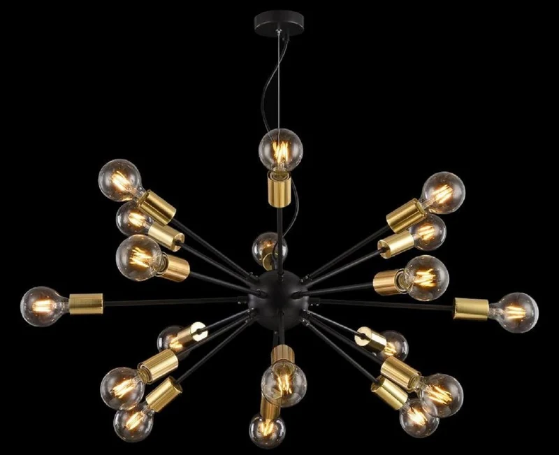 Casa Padrino Luxus Hängeleuchte Schwarz / Messingfarben Ø 98 x H. 74,2 cm - Hotel & Restaurant Lampe