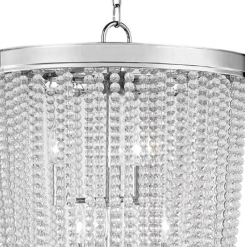 Casa Padrino Luxus Hängeleuchte Silber Ø 46,4 x H. 70,5 cm - Runde Pendelleuchte mit Kristallglas