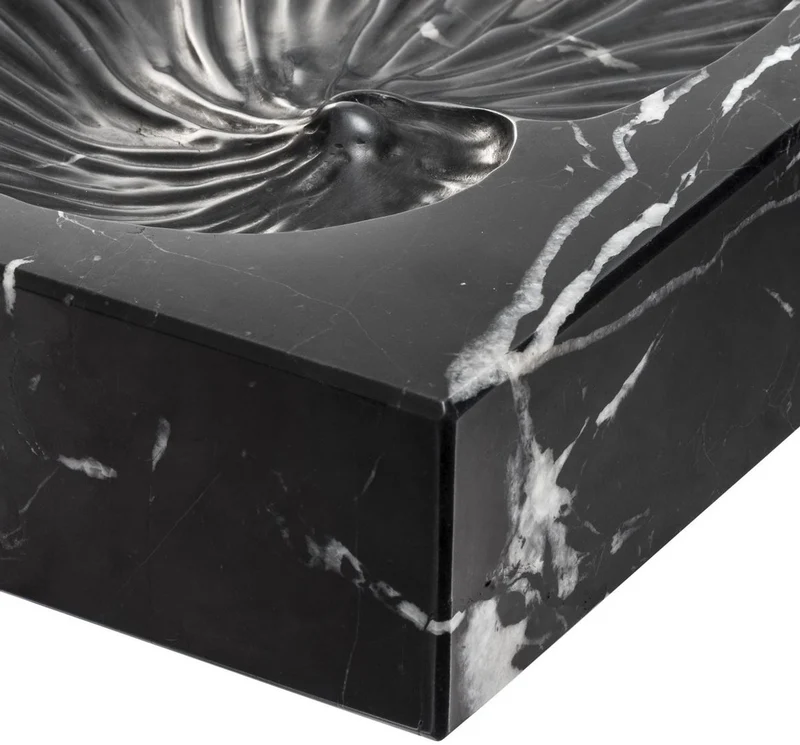 Casa Padrino Luxus Schreibtisch Deko Schwarz 24 x 18 x H. 5,5 cm - Marmor Deko Objekt - Deko Accessoires