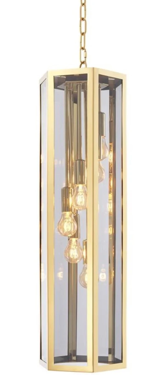 Casa Padrino Luxus Kronleuchter Gold / Grau 23 x 23 x H. 77 cm - Hotel & Restaurant Möbel