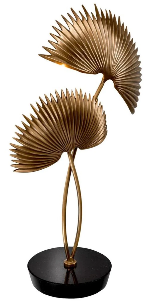 Casa Padrino Designer Tischleuchte Antik Gold / Schwarz 42 x 20,5 x H. 65 cm - Tischlampe mit Granitsockel - Luxus Kollektion