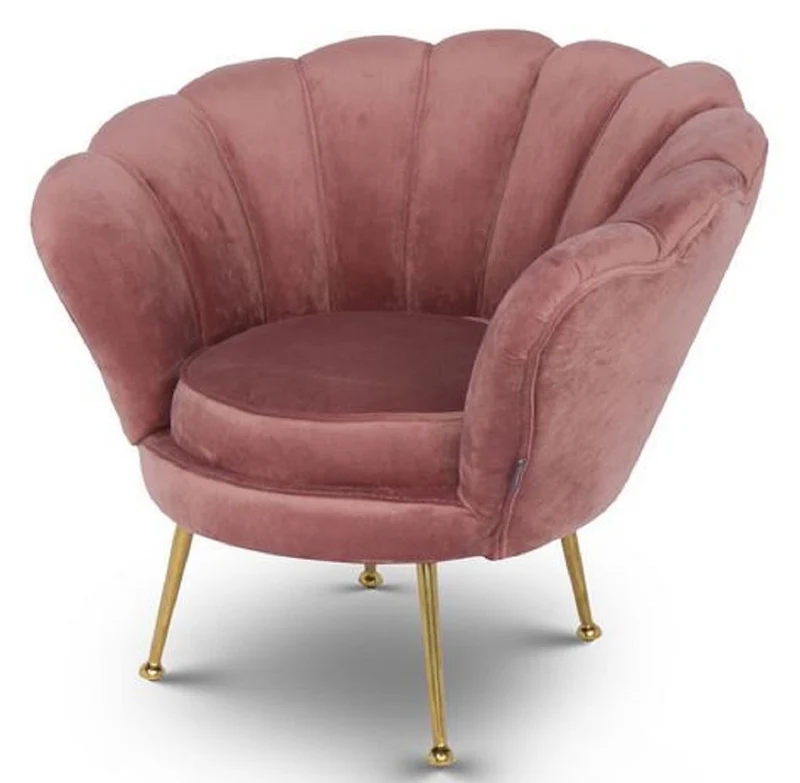 Casa Padrino Designer Kinder Samt Sessel Rosa / Messingfarben 96 x 79 x H. 78 cm - Luxus Kindermöbel