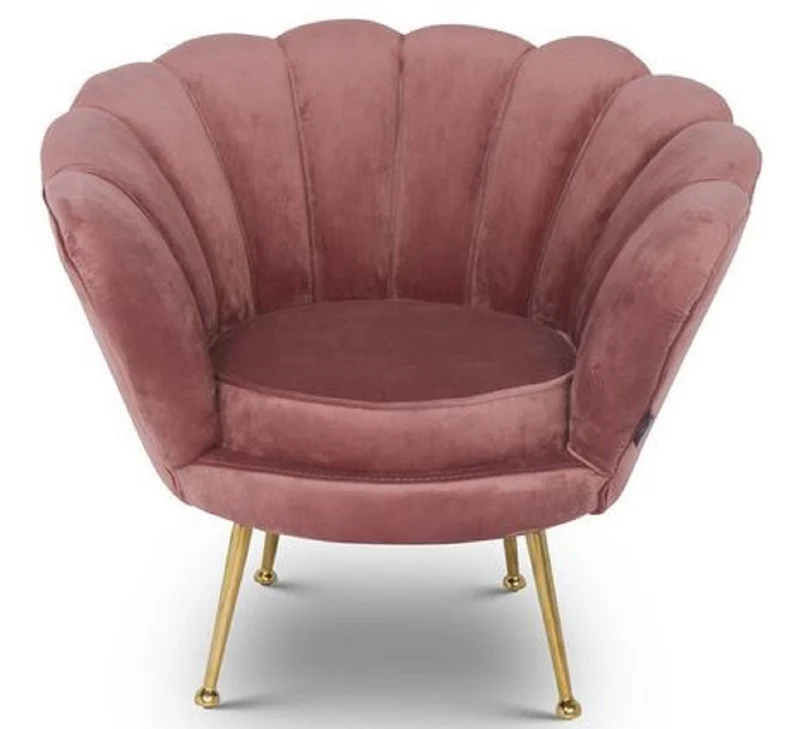 Casa Padrino Designer Kinder Samt Sessel Rosa / Messingfarben 96 x 79 x H. 78 cm - Luxus Kindermöbel