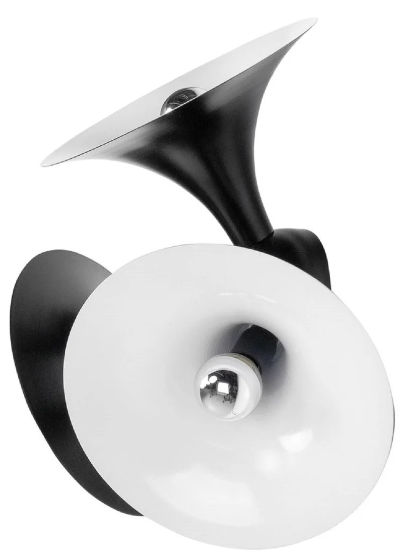 Casa Padrino Luxus Wandleuchte Schwarz / Weiß 40 x 20 x H. 40 cm - Aluminium Leuchte - Luxus Qualität
