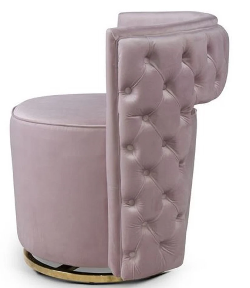 Casa Padrino Luxus Chesterfield Drehsessel Rosa 65 x 58 x H. 69 cm - Samt Sessel - Luxus Möbel
